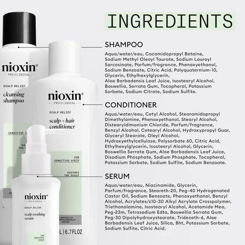 Vista 7 de Nioxin - Limpiador de cuero cabelludo seco y con comezón, línea de alivio Para cuero cabelludo sensible, seco y con picazón Fabricado con aloe