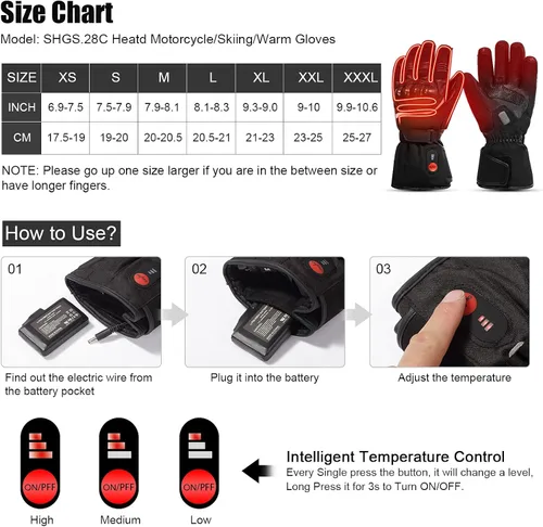Vista 6 de Savior Heat - Guantes de esquí y snowboard eléctricos calefaccionados, recargables, para hombres y mujeres