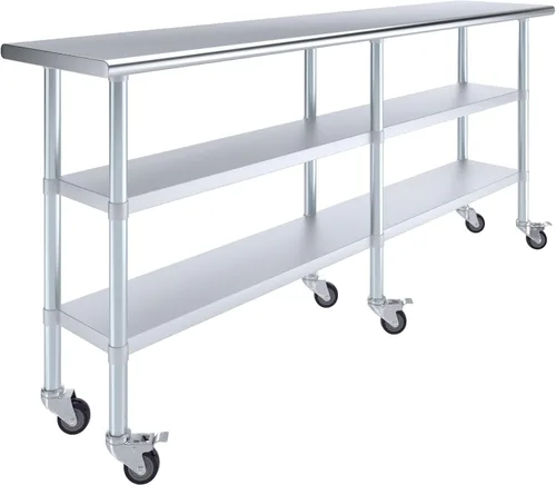 Vista 20 de AmGood Stainless Steel Work Table with 2 Shelves and Casters Metal Utility Table On Wheels