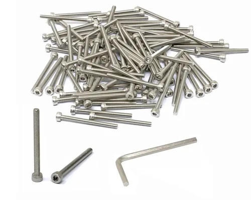 Vista 255 de iexcell Kit de tornillos de cabeza hexagonal de acero inoxidable 304, 100 unidades M2 x 0.157 in, paso de rosca de 0.016 in