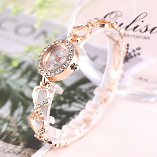 Vista 7 de ADSBIAOYE Reloj de pulsera de diamantes de lujo para mujer - Elegante correa de acero inoxidable hueco formal