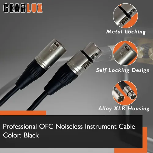 Vista 4 de Gearlux, cable de micrófono XLR, completamente balanceado, macho a hembra, 3.2 pies - paquete de 2