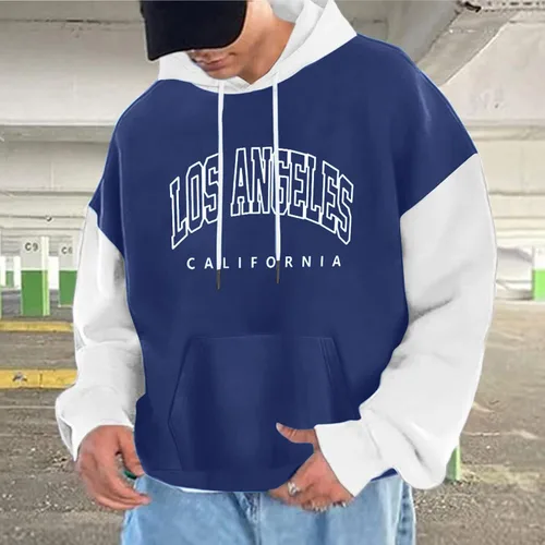 Vista 2 de EELHOE Mens Sweatshirts Midweight Baggy Long Sleeve Tops with Hood Stylish Breathable Print Graphic Pullover