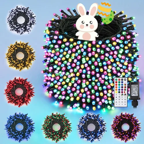 Vista 10 de Toodour Guirnalda de luces RGB de 66 pies, 200 luces LED que cambian de color con control remoto y temporizador, luces pastel impermeables