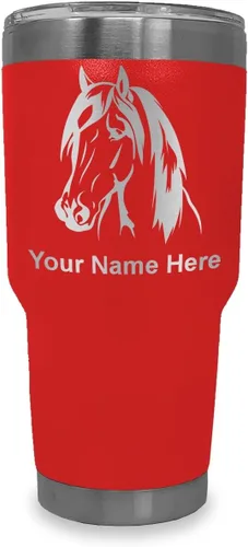 Vista 19 de LaserGram Vaso aislado al vacío de 20 onzas, cabeza de caballo 1, grabado personalizado incluido (negro)