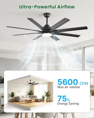 Vista 6 de Sofucor - Ventiladores de techo de 52 pulgadas con luces, ventilador de techo inteligente para interior/exterior con control remoto, funciona