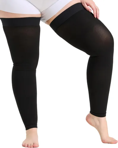 Vista 15 de TOFLY® Medias de compresión altas hasta el muslo sin pies para mujeres y hombres, 1 par, opaco, manguera de soporte de 15-20 mmHg de compresión