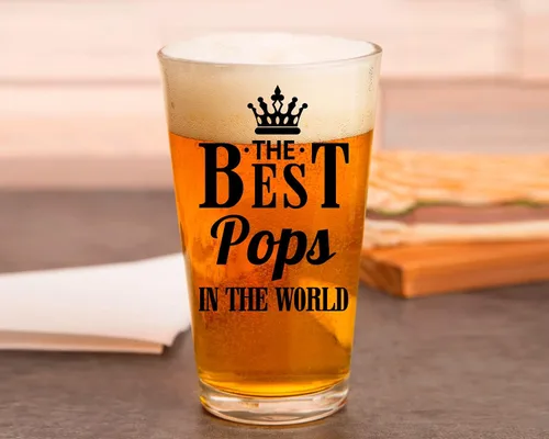 Vista 4 de Vaso de cerveza para el día del padre para hombres, el mejor vaso de cerveza Pops del mundo, promocionado a pops, vaso de cerveza para papá