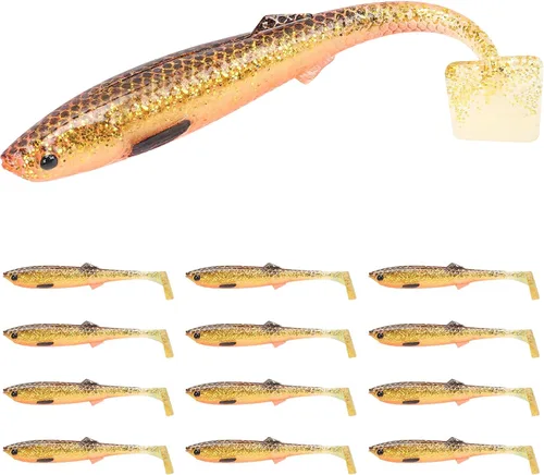 Vista 12 de TRUSCEND Shadtale Easy Catch Soft Fishing Lures, Unique Vibration and Action for Various Rigs, Paddle Tail Swimbaits Trailer for Bass, Trout