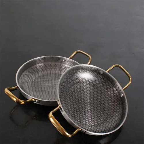 Vista 2 de Angoily Sartén antiadherente de acero inoxidable con forma de panal para mariscos, cangrejos de río y huevos, utensilios de cocina compatibles