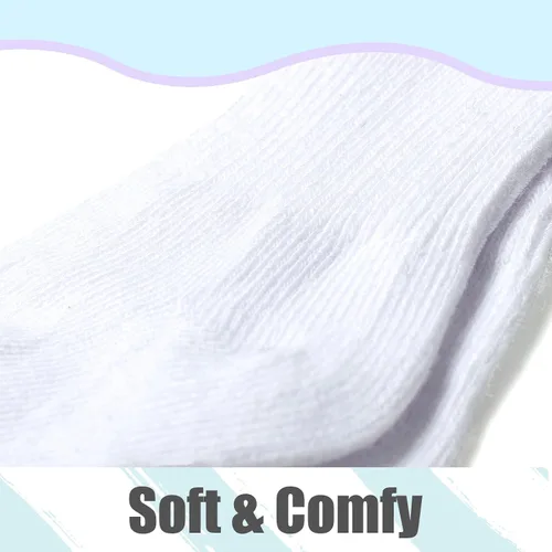 Vista 5 de Mini angel Calcetines altos hasta la rodilla para bebé, calcetines de algodón sin costuras para recién nacidos, niños y niñas, 3 pares