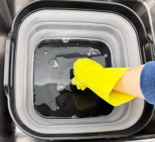 Vista 8 de SAMMART Sartén plegable de 10 L (2.64 galones) con tapón de drenaje, lavabo plegable, tina portátil para lavar platos, bandeja de almacenamiento