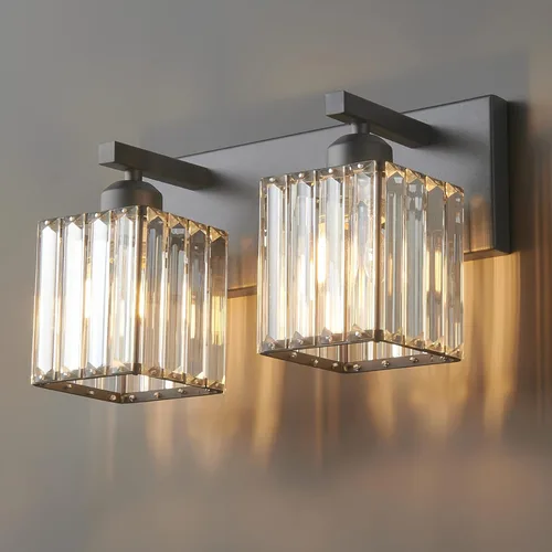 Vista 63 de Moderna lámpara de cristal para pared/tocador de baño, de 5 luces, color cromo Cromo torcido