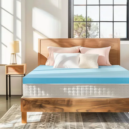 Vista 13 de Subrtex Cubrecolchón de espuma viscoelástica, cubrecolchón de espuma viscoelástica con infusión de gel de 3 pulgadas, cubrecolchón de espuma