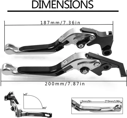 Vista 4 de Para Yamaha FZ-07 2014 2015 2016 2017 2018 Fz07 Accesorios de motocicleta Manija de freno CNC ajustable palanca de embrague de freno Barra de mano 10