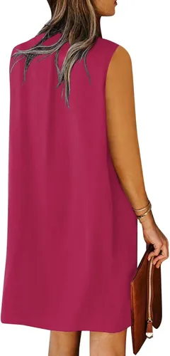 Vista 3 de QACOHU Vestidos de verano 2024 para mujer, sin mangas, camiseta floral para playa, vestido casual sin mangas, tallas S-2XL