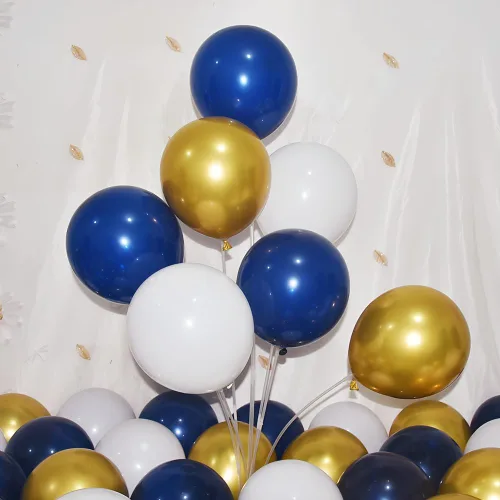 Vista 18 de 200 globos negros y dorados de 5 pulgadas, cromados, metálicos, dorados, negros, de látex, gruesos, pequeños para bodas, cumpleaños, graduaciones