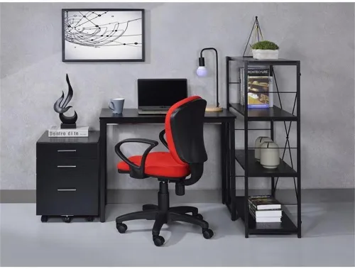 Vista 2 de Acme Zaidin - Escritorio rectangular de madera con base de trineo de metal, color negro