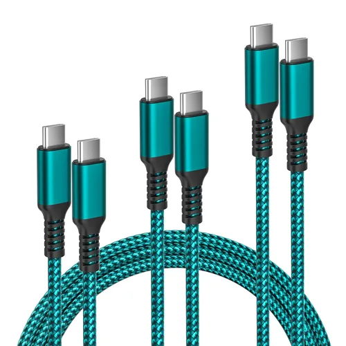 Vista 16 de Cable de carga USB tipo C, paquete de 3, (1.5/3.3/6.6 pies), de nailon, para Samsung Galaxy Fold Note 9, 8, S10, S9, S8, S10E, 10, 10E, Plus, S20