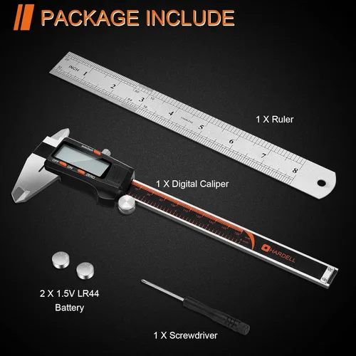 Vista 6 de HARDELL Calibrador Digital de 6 Pulgadas con Pantalla LCD Grande, Herramienta de Medición de Calibradores con Función de Apagado Automático