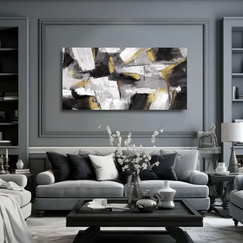 Vista 2 de SOUGUAN Cuadros de Arte en Blanco y Negro Abstractos Colgantes de Pared Decoración Obra de Arte Moderna 20"X40" Decoraciones de Pared