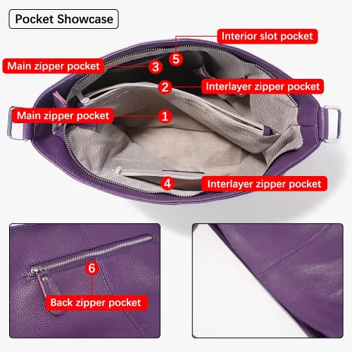 Vista 60 de Moda suave cuero genuino borla mujer bolso señoras hombro mensajero hobo bolso