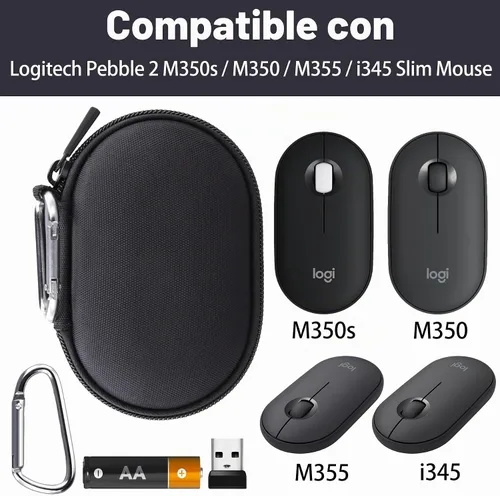 Vista 3 de co2CREA Funda rígida para ratón Logitech Pebble M350/M350s/M355/i345 Estuche de grafito