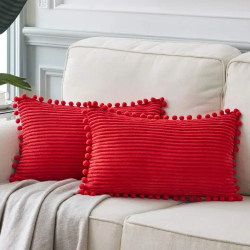 Vista 17 de Fancy Homi Juego de 2 fundas de almohada decorativas negras de 12 x 12 pulgadas con pompones para sofá y cama, decoración moderna de estilo bohemio