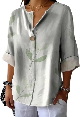 Vista 21 de domirica Camisas de manga corta con cuello en V para mujer, blusas elegantes con estampado floral y ajuste holgado, blusas básicas y cómodas