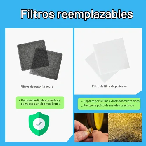 Vista 4 de Pulidor de joyas - Bufadora de banco ajustable de velocidad variable, máquina pulidora y de búfer, búfer dental y torno - Con campana colectora