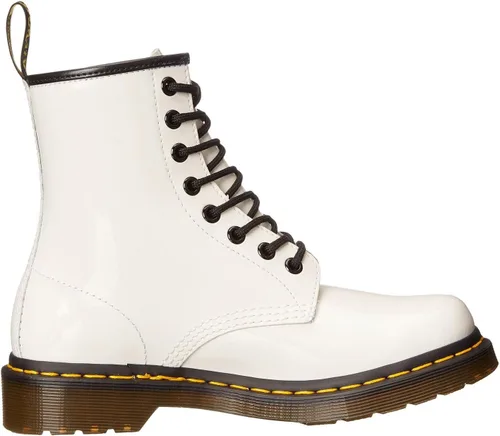 Vista 6 de Dr. Martens 1460 - Botas de combate de cuero patentado, color negro, 6 M EE.UU 4 RU, Blanco, 6
