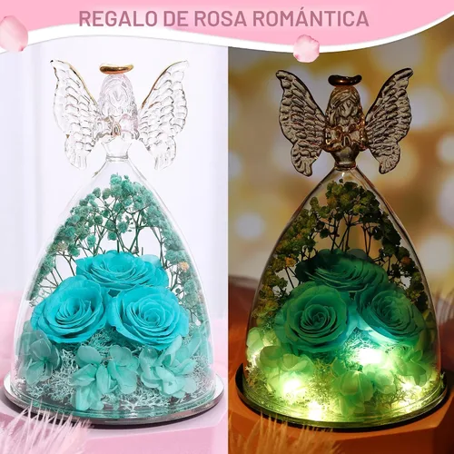 Vista 6 de Regalos de Rosas de Navidad para Mujeres Flor Real Preservada en Figuras de Ángel de Cristal Rosas para Entrega Prime Regalos de Cumpleaños