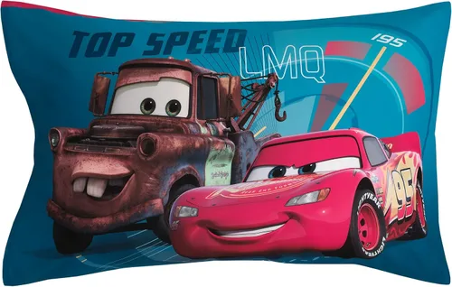 Vista 6 de Disney Cars Piston Cup Circuit - Juego de cama infantil de 4 piezas color azul, rojo y amarillo, Lightning McQueen y Mater, edredón, sábana bajera
