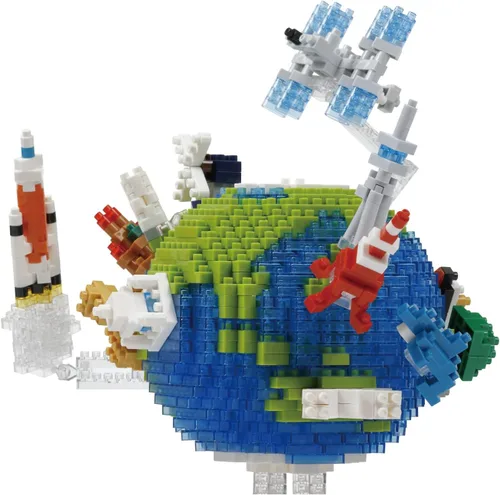 Vista 3 de nanoblock - Espacio - Planeta Tierra y la Luna, kit de construcción de la serie Advanced Hobby