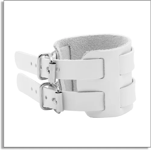 Vista 4 de Pulsera de cuero ancha con hebilla de cinturón de punk rock, Metal, Sin gemas.