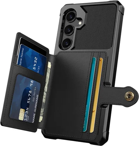 Vista 99 de Funda para Samsung Galaxy S21 Ultra con tarjetero, compatible con soporte magnético para automóvil, resistente a los golpes, resistente, suave, TPU