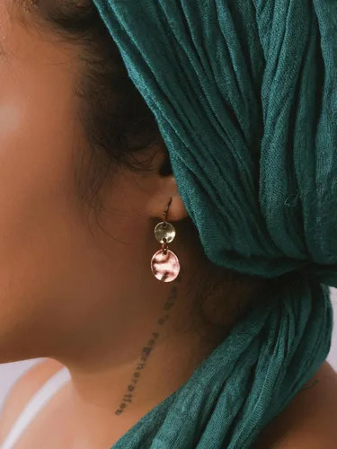Vista 6 de MINACHI Aretes colgantes de disco con capas antiguas estilo bohemio, vintage, regalo de joyería para mujer, Zinc, No es una piedra preciosa