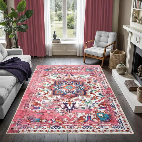 Vista 356 de GLN Rugs Traditional Collection - Alfombra de felpilla lavable a máquina, tradicional lavable, antideslizante, alfombra de felpilla de pelo corto