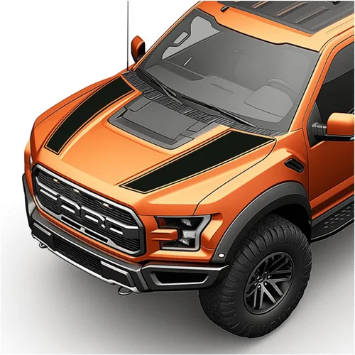 Vista 21 de Hood Blackout Racing Stripes - Kit de calcomanías de vinilo compatible con Ford F150 Raptor 2014-2020 (estilo 1, azul)
