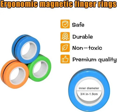 Vista 2 de Juego de 6 juguetes sensoriales para ansiedad, regalos para niños y adultos, cubo infinito, anillos magnéticos, almohadilla para juegos antiestrés