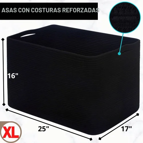 Vista 7 de MINTWOOD Design 112L Canasta Extra Grande para Mantas con Soporte para Sala de Estar, 25"x17"x16" Canasta de Almacenamiento de Cuerda Tejida