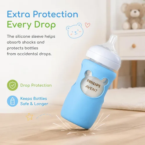 Vista 4 de Fundas de silicona para biberones Philips Avent, para biberones naturales de Philips Avent, soporte antirotura para biberones de vidrio Avent, 8