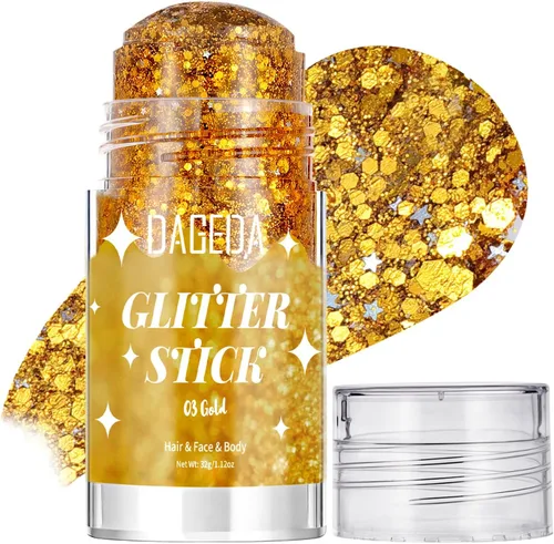 Vista 28 de DAGEDA - Barra de maquillaje con purpurina para el cuerpo de sirena, para el cabello brillante