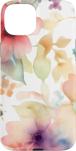 Vista 9 de iPhone 16 Lindo Pastel Floral Acuarela Rosa Azul Mujeres Patrón de Flores Caso