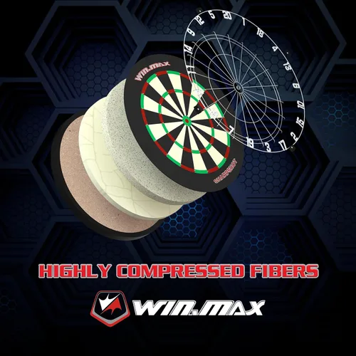 Vista 7 de WIN.MAX Dart Board - Bristle Steel Tip Dartboard with 12 Metal Darts