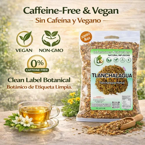 Vista 5 de Té de hierbas Tlanchalagua – 4 oz (113 g) – Hierba tradicional mexicana – Infusión de hojas sueltas silvestre – 100% natural, vegano, sin OMG – por