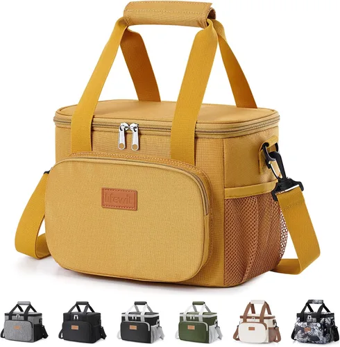 Vista 46 de Lifewit Lonchera mediana aislada, suave y refrigerante, para adultos, hombres y mujeres, color negro, 12 latas (9L)