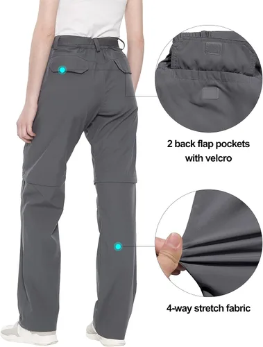 Vista 5 de Little Donkey Andy Pantalones convertibles elásticos con cremallera y secado rápido para mujer