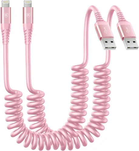 Vista 8 de Cable Lightning en espiral, cable de carga para iPhone de 3 pies para automóvil, paquete de 2 [certificado Apple MFi], cable Lightning de 3 pies