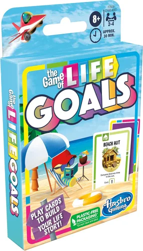Vista 6 de Hasbro Gaming The Game of Life Goals Card y juego familiar de juego rápido, 2-4 jugadores, divertidas actividades de verano, esenciales para viajes